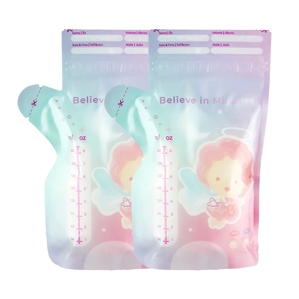 Bomba médica de boca personalizada sem BPA, bolsa de armazenamento de leite materno com 100 contagens, bolsa para alimentação infantil de bebês