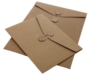Benutzer definierte Großhandels preis Flat Kraft Karton Mailer Papier knopf Verschluss Dokument umschläge A5 und A4 String Umschläge - Product Image 4