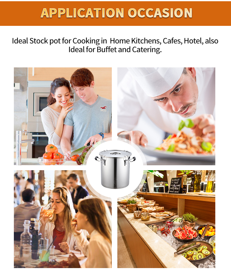 Commercial kitchen large 60L airtight stainless steel container barrel pot with seal lid