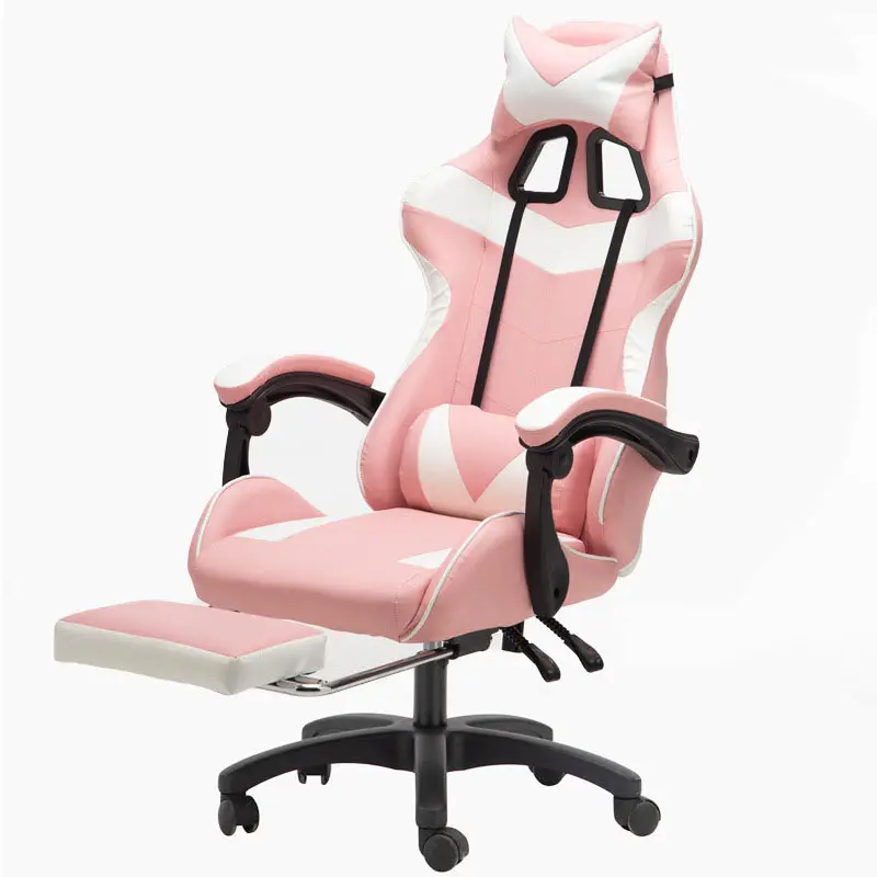 Cómoda Silla de juego negro Rosa PC Racer silla de carreras logotipo personalizado barato reclinable Silla de Juegos de ordenador con reposabrazos