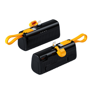 2024 New <strong>Design</strong> Mini Portable 5000mAh Capacity Capsule Power Bank Charger Built-In Cable 10.5W <strong>Output</strong> Type-c <strong>Input</strong> Interface - Product Image 1