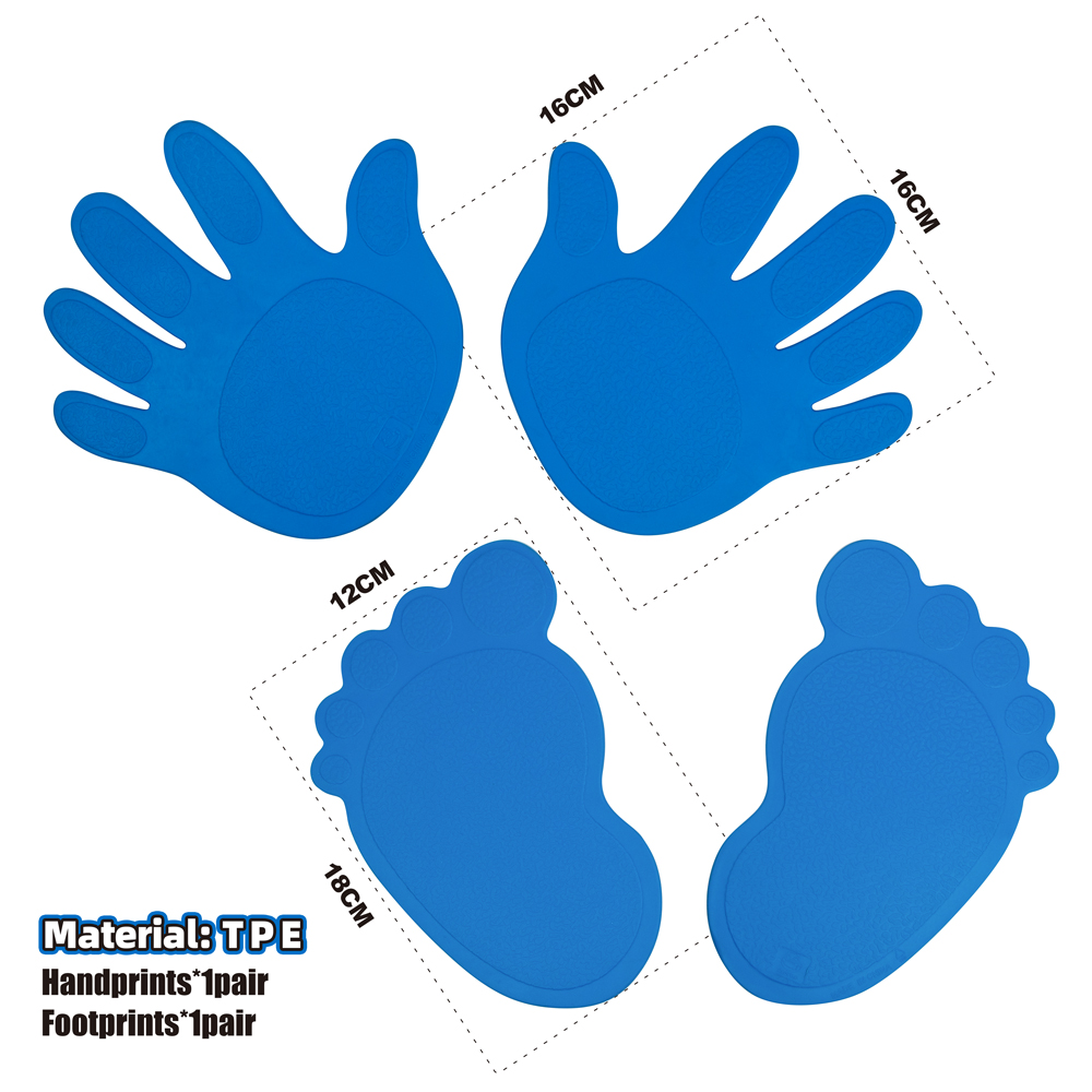 Ensemble d'empreintes de pieds/empreintes de mains bleues