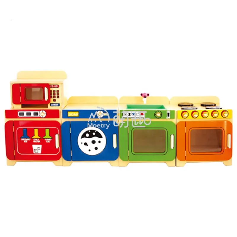 Moetry coloridos-muebles de cocina para niños pequeños, conjunto de juegos de rol, Juguetes de cocina de madera