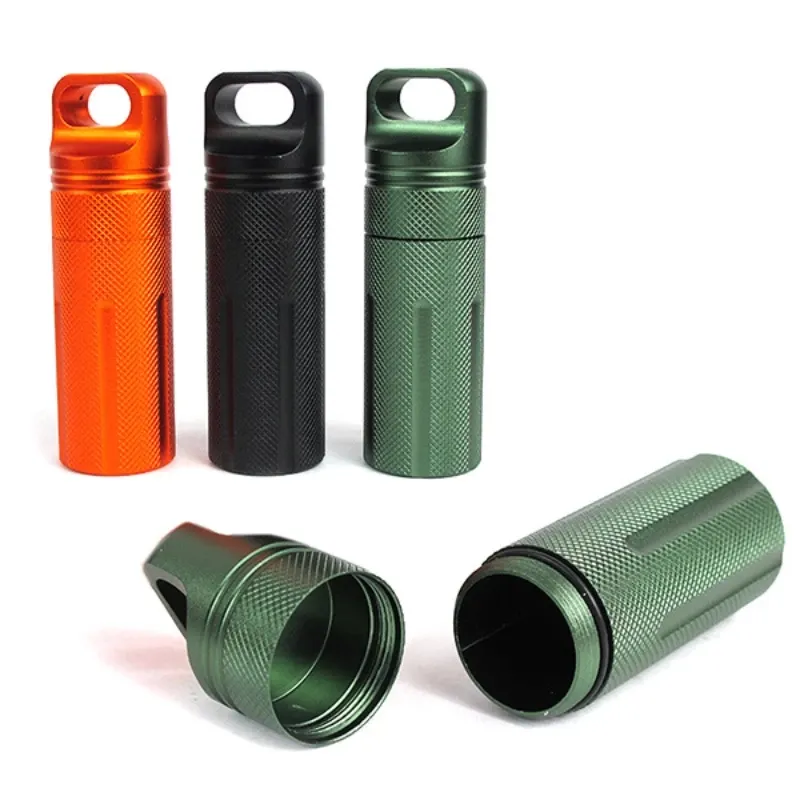 EDC Không Thấm Nước CNC Container Capsule Khô Pill Ngoài Trời Hike Trại Y Học Chủ Survivalseal Hộp Lưu Trữ Trunk Chai Trường Hợp Phù Hợp