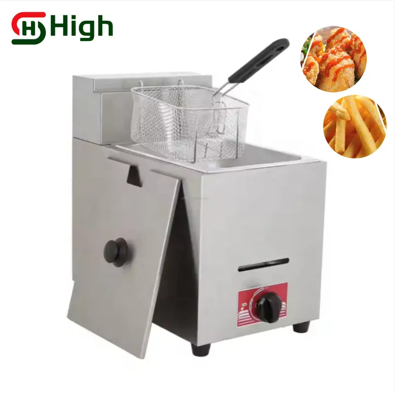 Fritadeira a gás comercial usada de alta qualidade para venda, máquina de venda automática de batatas fritas, fritadeira e fritadeira