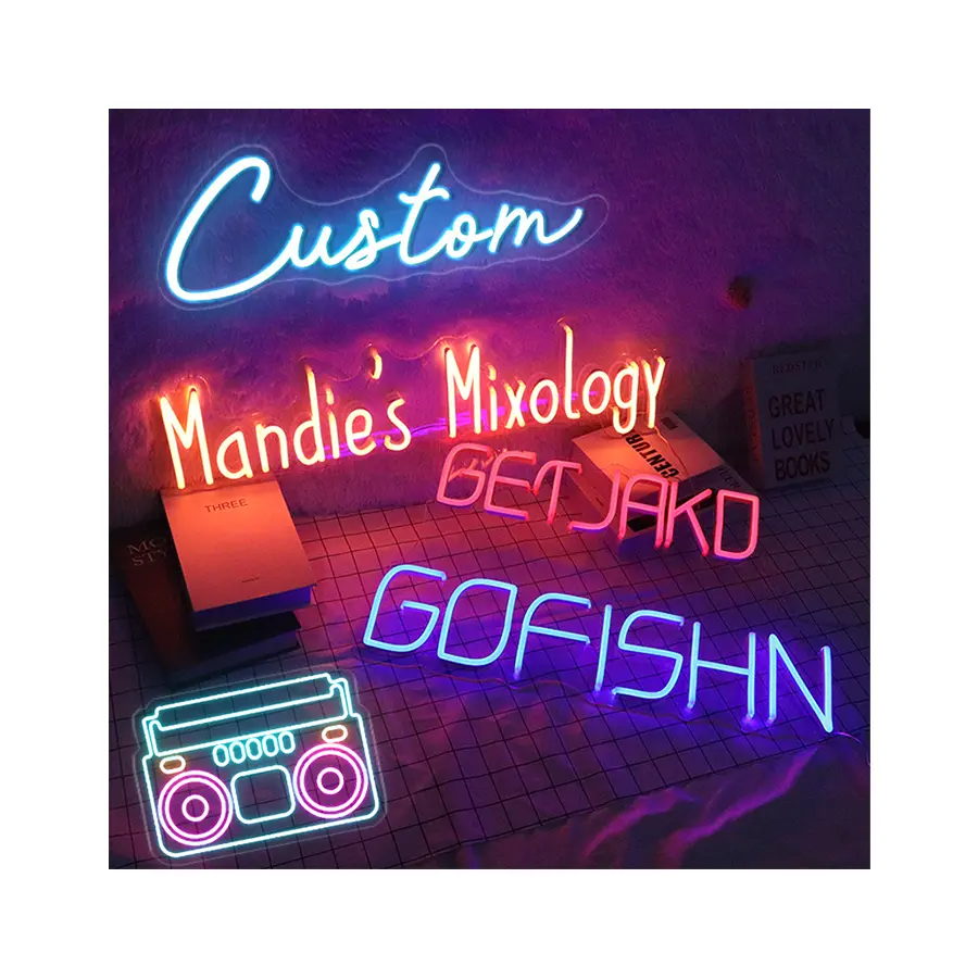 Winbo Dropshipping Logo Kustom Lampu Led Tanda Neon Kustom Tidak Ada MOQ Dropshipping Bulu Mata Tanda Neon