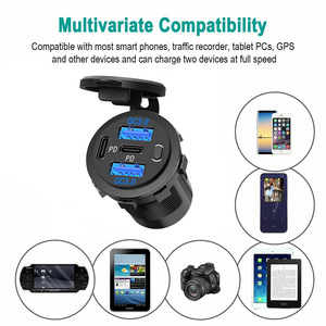 双PD 36W USB C车载充电器插座96W 4端口12V/24V USB插座，带快速充电3.0电源开关电动充电器 - Product Image 3