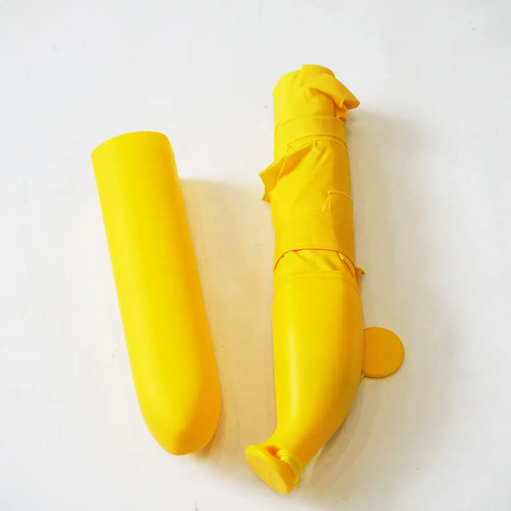 Popüler moda tasarımı yaratıcı manuel açık 3 kat şişe sarı muz şemsiye