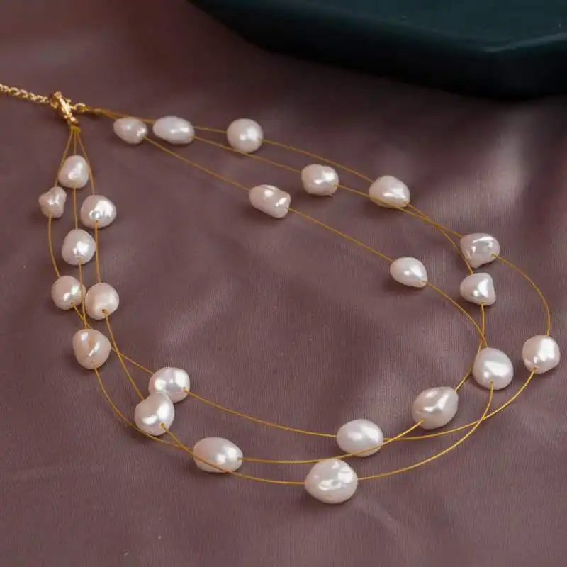 Baroque pearl necklace natural freshwater pearl necklace with thread wire pearl necklace