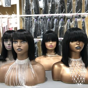Straight Bob Human Hair Wigs With Bang Full Machine Made Wigs Brazilian <strong>Remy</strong> Human Hair Bob Wigs for Black Woman <strong>10</strong> 12 <strong>Inch</strong> - Product Image 4