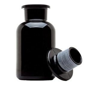 Customized Wholesale Many Sizes 250ml 500ml Glass Apothecary <strong>Jar</strong> Black with Glass Stopper - Product Image 1