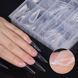 2024 yeni sıcak satış yarım kapak ile Stiletto Nail İpuçları kesim melek tasarım kolay tırnak yüzeyi XXL temizle Stiletto Nail İpuçları - Product Image 3