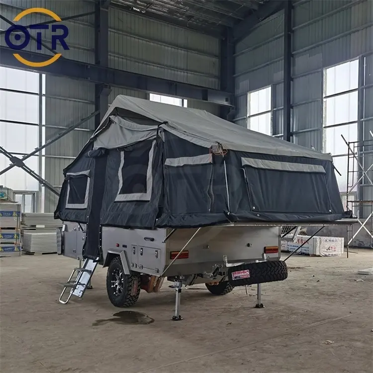 Tenda da tetto per auto tenda da Camper con maniglia a T a compressione nera con doppia bicicletta per rimorchio pieghevole per bambini