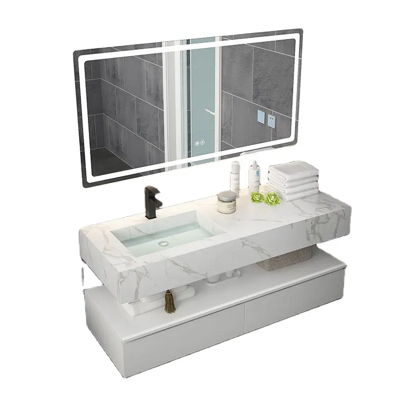 Nuovi mobili da bagno moderni a parete set di mobili da bagno galleggianti da bagno con illuminazione