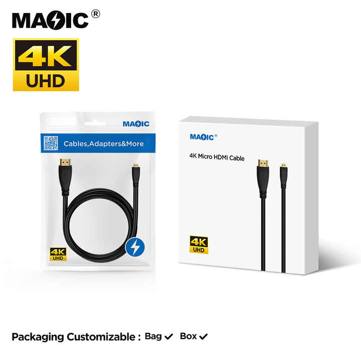 OEM Manufacturer 1.5M High Speed Gold Plated 4K 2K Micro HDMI Cable for HDTV Projector Camera and Tablet