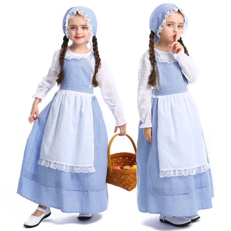 Cosplay di teatro per bambini di Halloween costumi di scena uniformi quotidiane abiti da fattoria pastorale abiti da ragazza di fiori