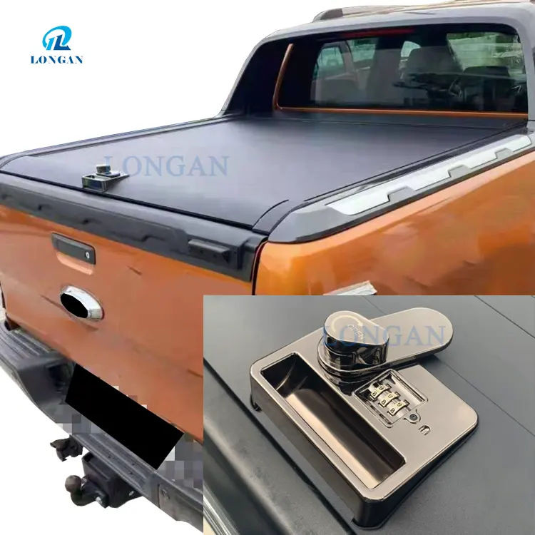 Aksesori Mobil Kustom Penutup Tonneau Gulung Ke Atas Dapat Ditarik dengan Kunci untuk Semua Pickup