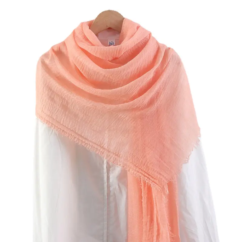 Solid color cotton and linen scarf fold thin women silk scarf Southeast Asian style gauze scarf wholesale