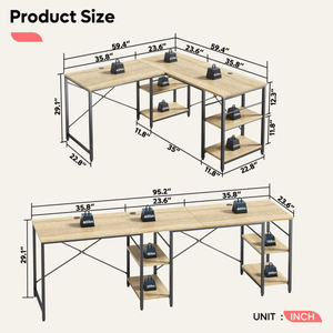 Fábrica Atacado 2 Pessoa Mesa Longa <span class=keywords><strong>L</strong></span> Em Forma Reversível Canto Mesa Do Computador com Prateleiras
