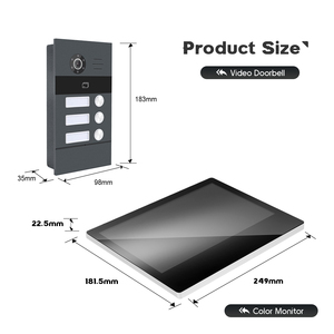 Sistema de intercomunicación para toda la casa con monitor de pantalla táctil y kits de timbre de cámara a color de hasta 3 pisos - Product Image 3