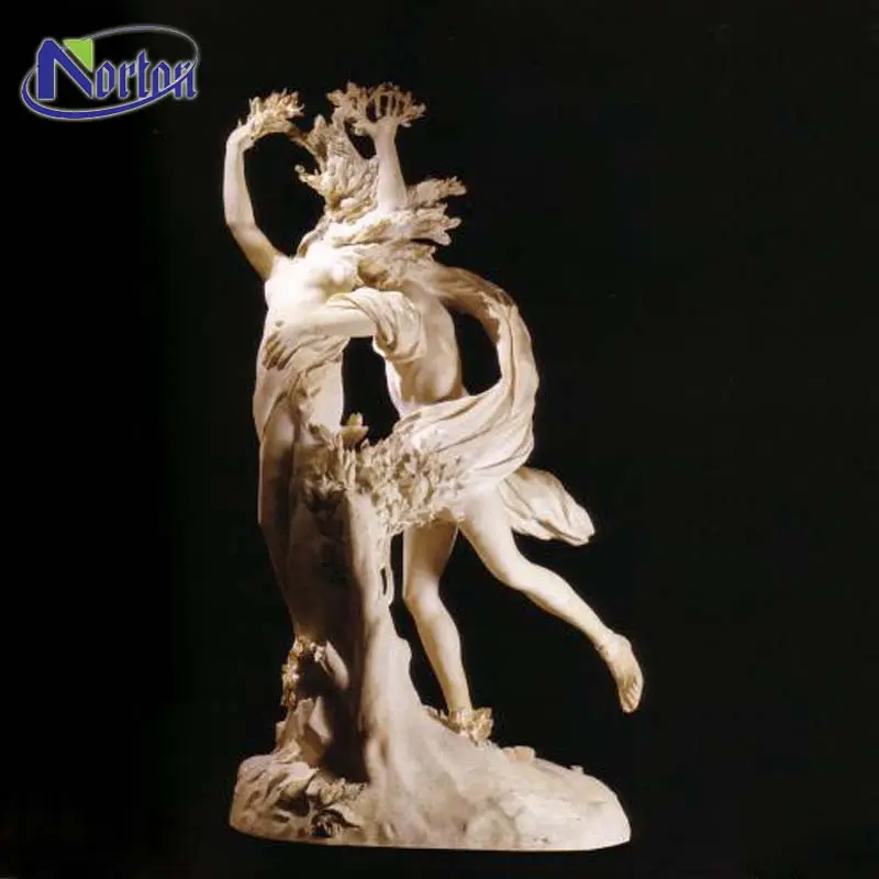 Kustom Antique Terkenal Yunani Kuno Batu Gambar Patung Mitos Marmer Putih Apollo dan Daphne Patung NTBS-J005