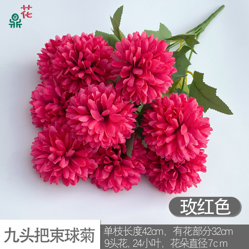 Bouquet de chrysanthèmes à neuf têtes, rose rouge