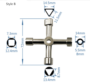 4 yollu alaşım üçgen/kare 4 in 1 hizmet programı çapraz üçgen/kare su anahtarı tren elektrik asansör dolabı vana için - Product Image 6