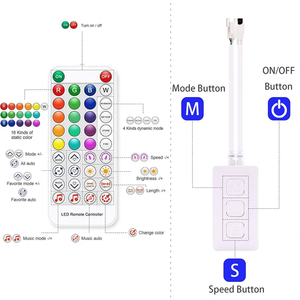ตัวควบคุมบลูทูธอัจฉริยะ RGB IC LED BT ควบคุมเสียงเพลงได้38ปุ่มพร้อมขั้วต่อ3PIN สำหรับควบคุมแสง SP611E - Product Image 3
