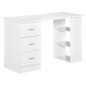 HOMCOM <strong>Computer</strong> Desk with 3 Drawers and 3 Shelves, Wooden Desk <strong>for</strong> Bedroom and Office 120x49x72cm White - Product Image 1