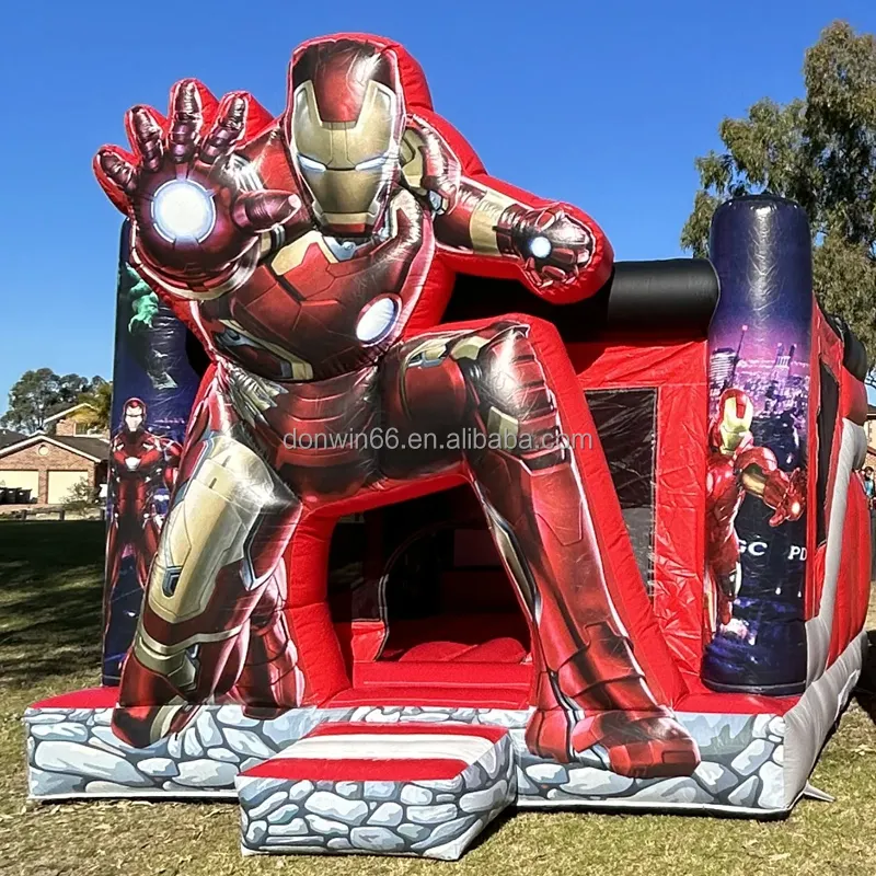 Venta al por mayor de grado comercial personalizado Moonwalk rebote niños jugar casa Combo gorila inflable Spider Man castillo hinchable