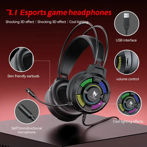 VONN TF700 4 en 1 teclado ratón auriculares Mousepad Combo LED con cable 3 teclas teclado para Juegos de oficina ordenador de escritorio - Product Image 5