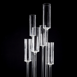 Uzun boylu düğün centerpieces süslemeleri kristal candelabras olay mumluk çiçek standı masa merkezi adet - Product Image 5