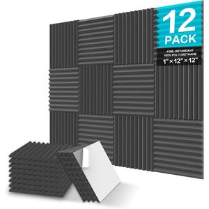 Jber 12-Pack 1 "x 12" x 12 "x 12" tấm xốp cách âm mật độ cao tự dính cho phòng tập cách âm và nêm - Product Image 1