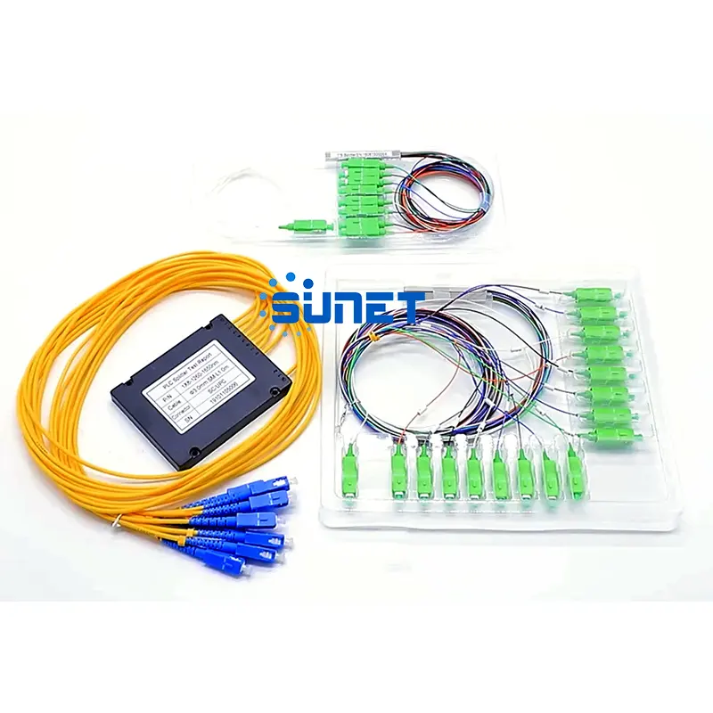Divisor PLC de fibra óptica, 1x2, 1x4, 1x8, 1x16, 1x32, 1x64 pies, con conectores SC