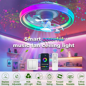 Venta al por mayor moderno RGB LED inteligente ventilador de techo con luz altavoz blanco BT luz y Control de aplicaciones para la función de música Bluetooth - Product Image 2