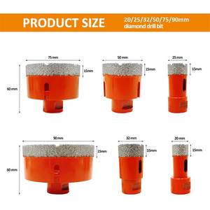 Vakum kaynaklı M14 elmas matkap ucu elmas araçları kesme Bit çini delik testere elmas çekirdek matkap ucu takım - Product Image 3