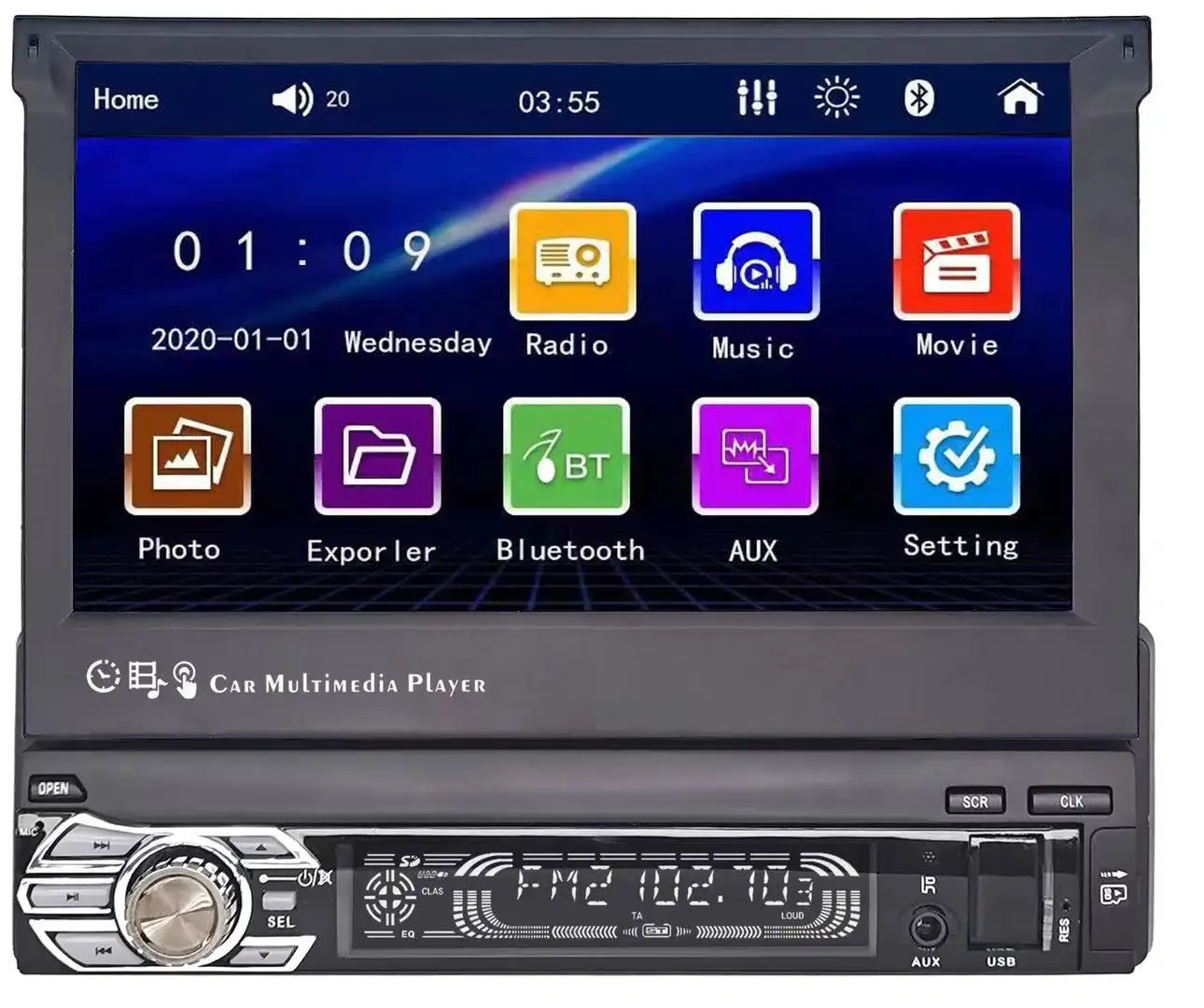 Pemutar Media Audio Radio DVD Layar Sentuh Horizontal, dengan Wifi OBD Navigasi GPS untuk Layar Yang Dapat Ditarik