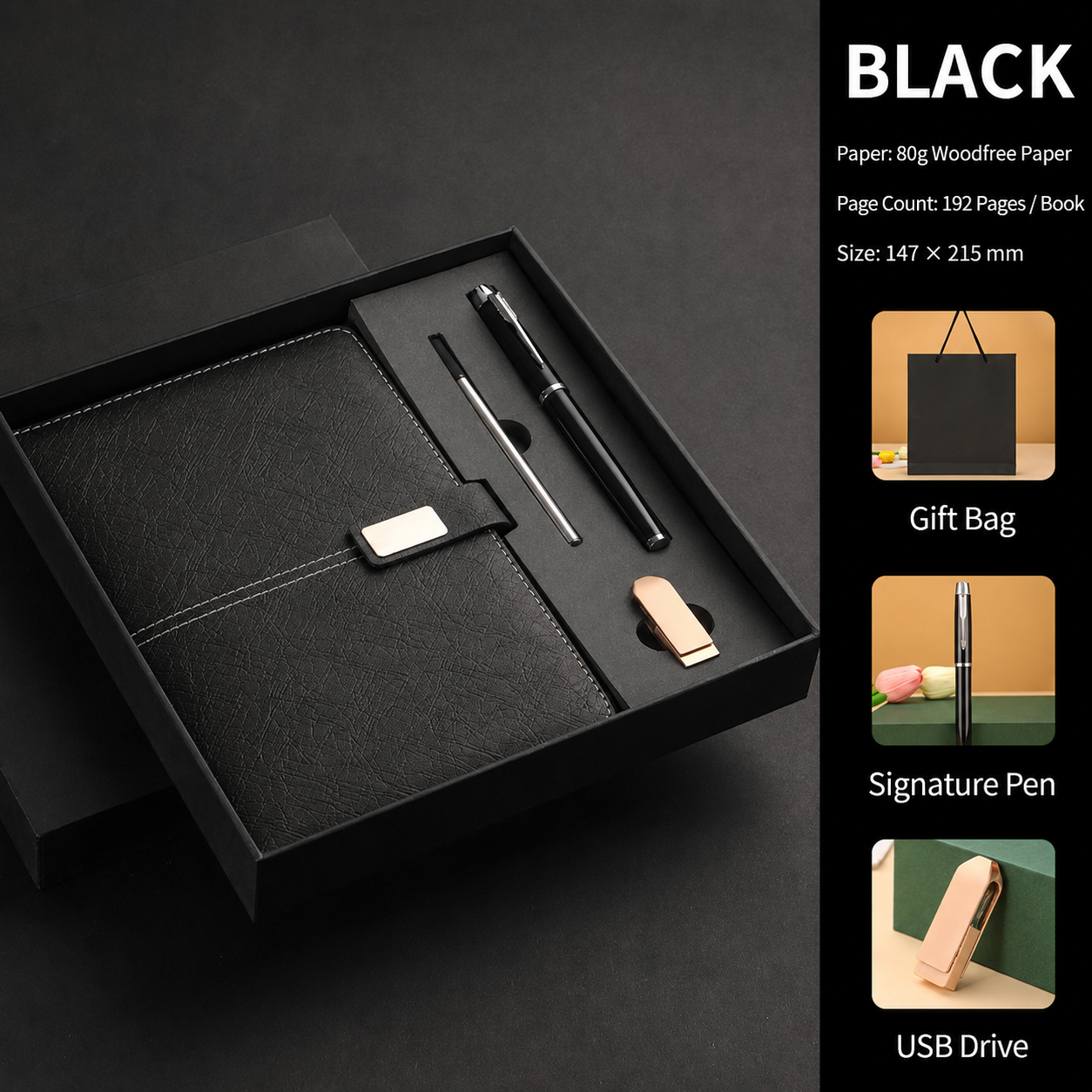 Ensemble noir avec clé USB