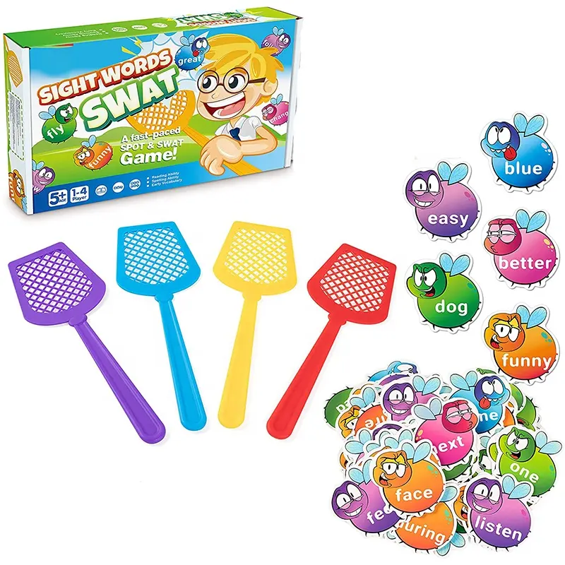 Sight Words Swat gioco con 400 parole del sito di fritta e 4 Fly Swatters Set elenco di parole Phonics Learning lettura Flash Cards gioco di giocattoli