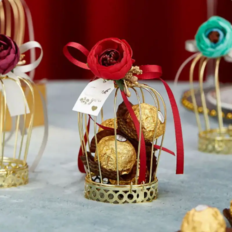 Золотая свадебная корона в европейском стиле, коробка для конфет, клетка для птиц, свадебные коробки для конфет, жестяная коробка, свадебные принадлежности