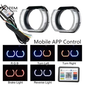 <strong>LED</strong> Projector Shroud Lens Angel Eyes Crystal Lampshade Round Halo Rings Dual Color <strong>RGB</strong> 2.5 3.0 for Bi <strong>LED</strong> Xenon Projector Lens - Product Image 5