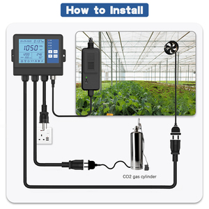 Controlador de CO2 Monitor de dióxido de carbono Sensores inteligentes de CO2 Tres salidas compatibles con temperatura y humedad para invernadero de sala de cultivo - Product Image 2