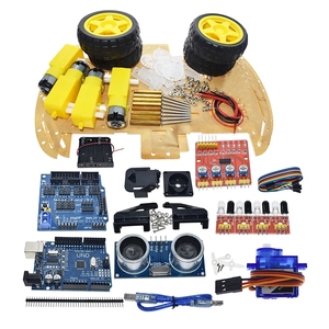 4WD Smart R3 Entwicklungs platine SG90 Servo HC-sr04 Roboter Auto DIY Zubehör Chassis Kit 4 Räder Antriebs motor - Product Image 1