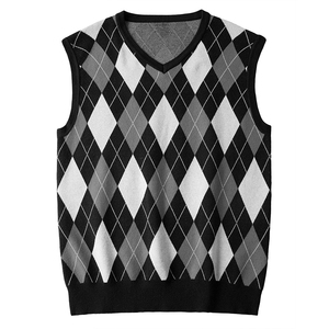 Custom Men's Argyle <strong>Pattern</strong> Sweater Vest With Rhombus &amp; V-Neck Sleeveless <strong>Tank</strong> Top for Sport for Gym Use Spring &amp; Autumn - Product Image 1