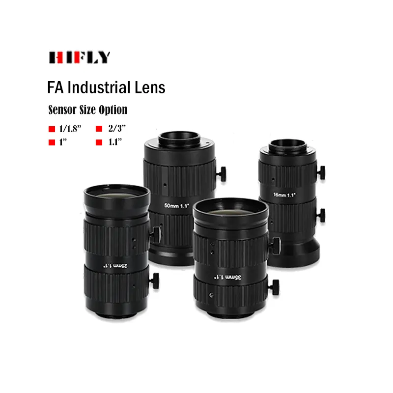 Machine Vision Fixed Focus Lenses 5MP 2/3" 12 16 25 35 50 Mm F1.6 Industrial C Mount FA Lens