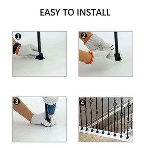 Trong nhà Satin Đen 1/2 "Hollow sắt vuông kim loại balusters cầu thang lan can Scroll baluster rèn sắt cầu thang Knuckle cọc - Product Image 4