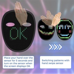 キッズミニLEDマスクジェスチャーセンシングトランスフォーミングライトアップフェイスマスクハロウィンレイブ用 - Product Image 3