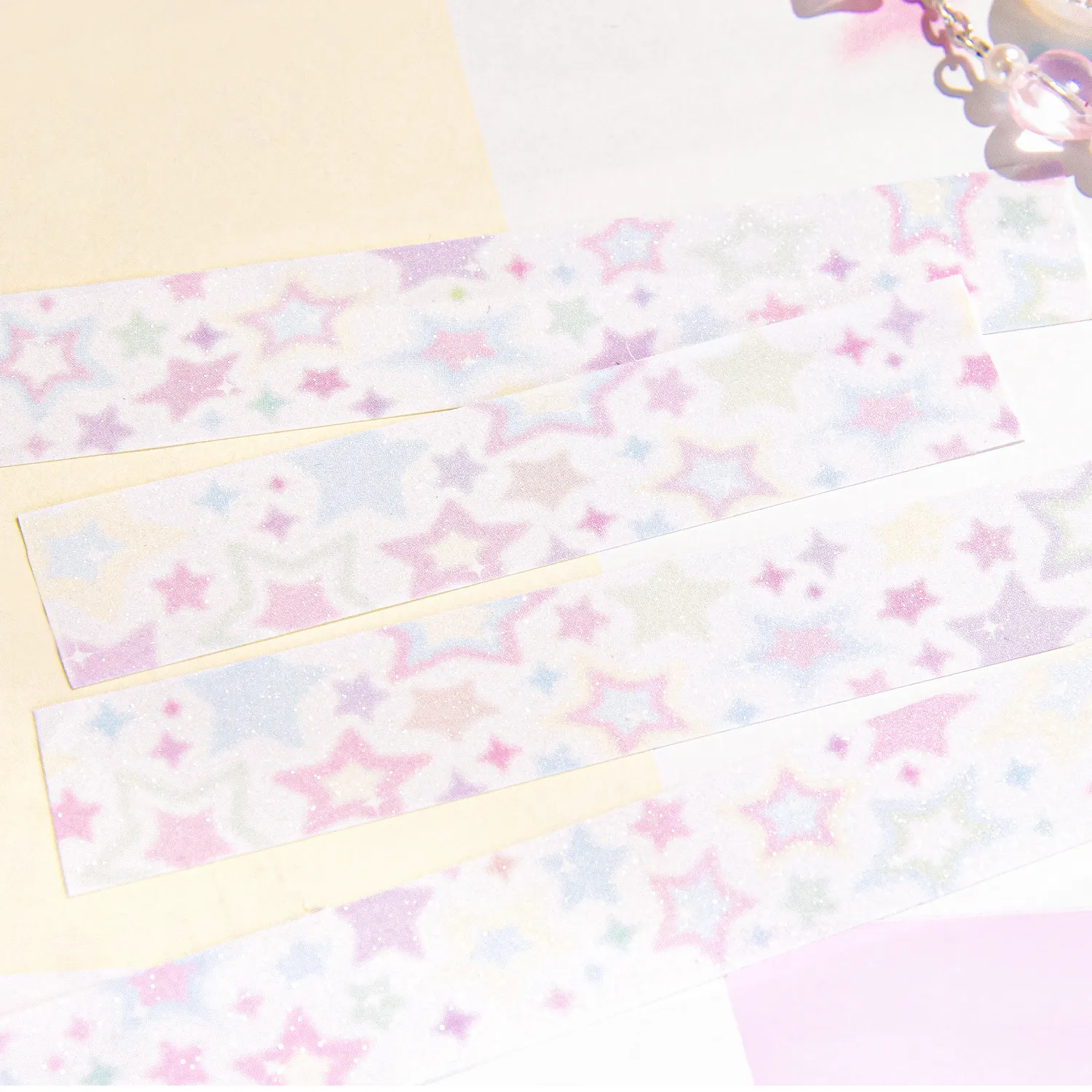 15mm Sparkling Washi Tape Set Star Skinny Gold Foil Decorative Masking Washi Tapes for Journal Scrapbook Planner DIY Crafts