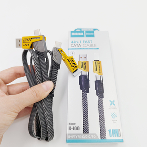K100 yüksek hızlı 3 In1 USB şarj kablosu naylon örgülü 4 in 1 veri kablosu Logo kamera bilgisayar kullanımı için 3 in 1 LED şarj aleti kablosu - Product Image 3