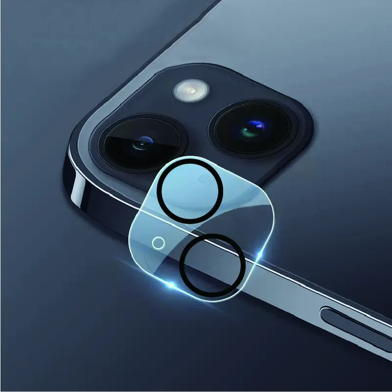 IPhone 15 Plus 렌즈 보호기에 대한 최고의 공장 가격 충격 방지 실크 프린트 디자인 강화 유리 카메라 화면 보호